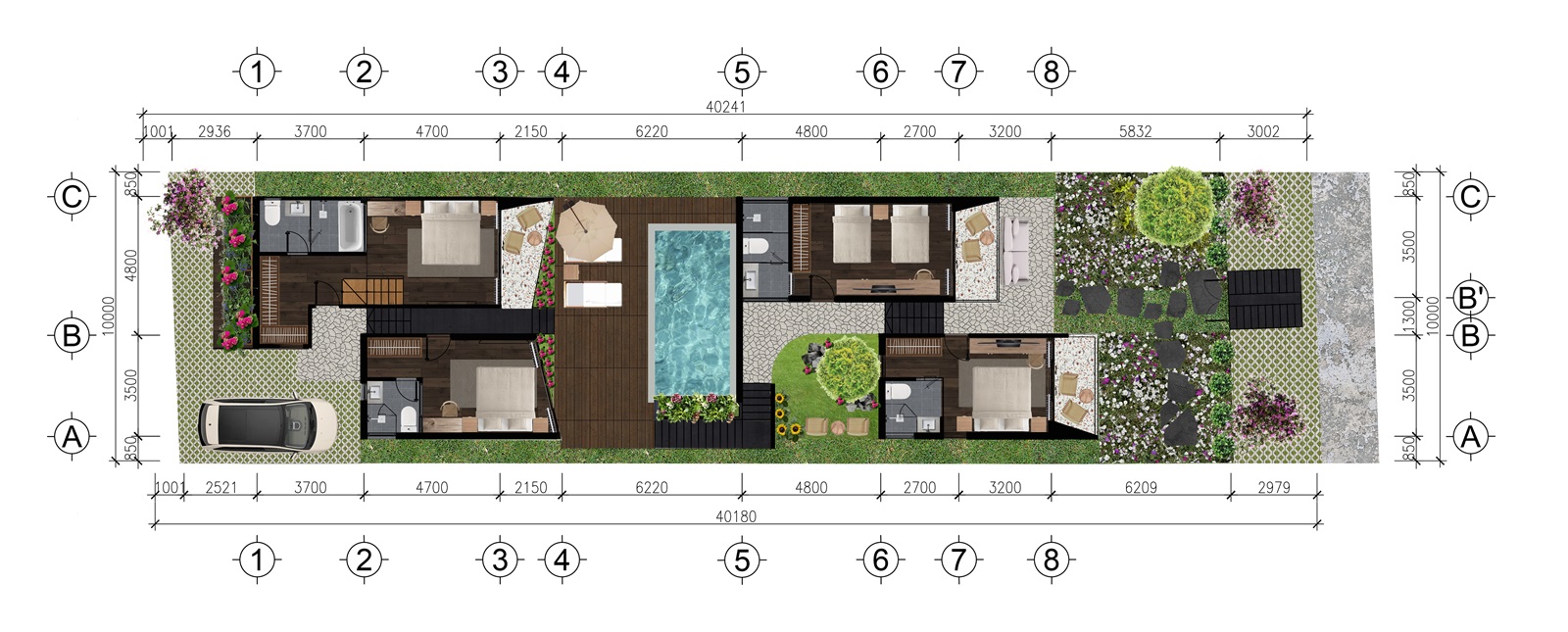 Mặt bằng villas 4 phòng ngủ
